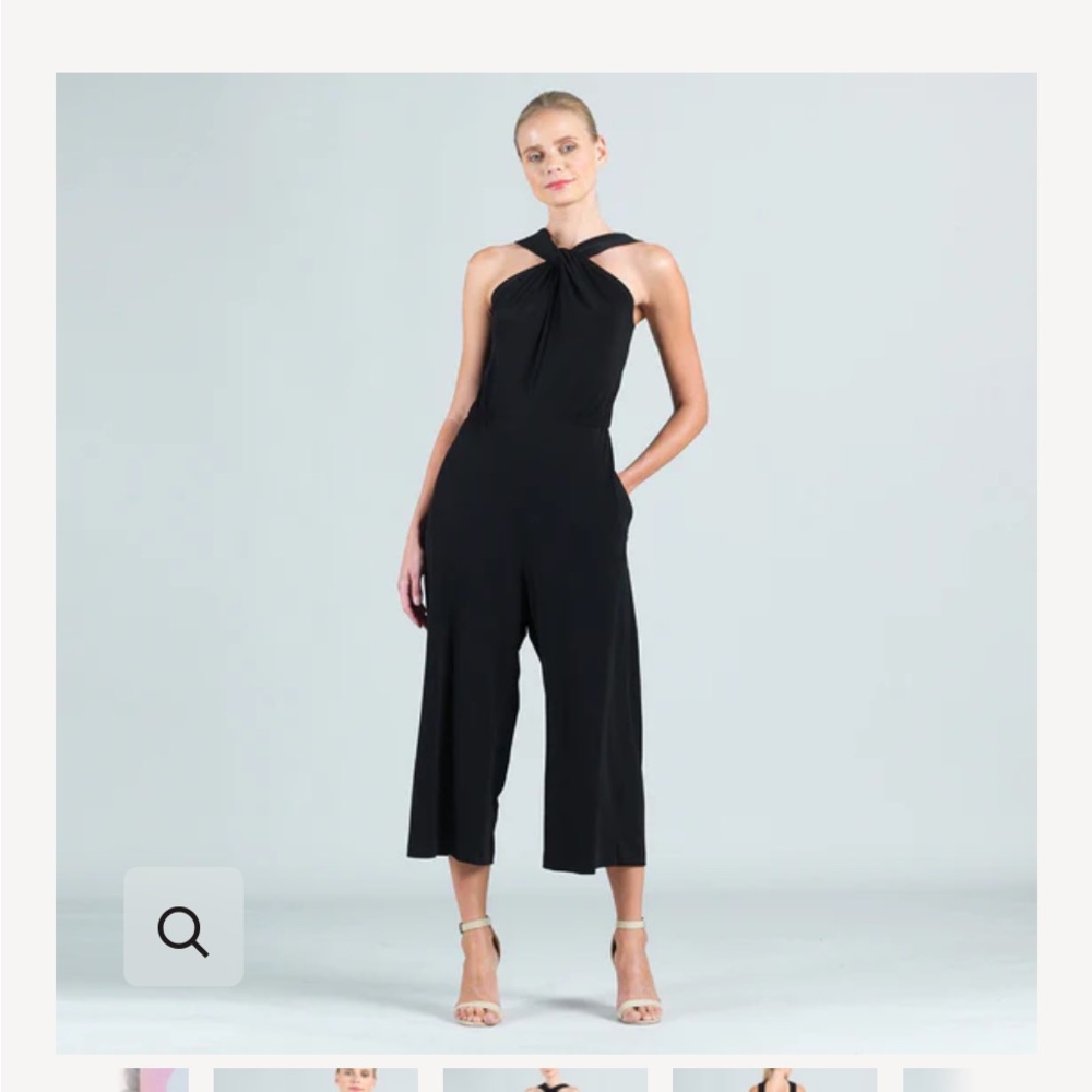 Clara Sunwoo Grecian Halter Wide-Leg Jumpsuit Sz M